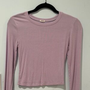 Garage Purple Ribbed Long Sleeve Top (Size: Small)